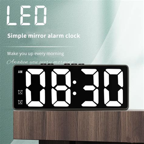 Rel Gio De Mesa Espelho Led Alarme Digital Snooze Display Luzar