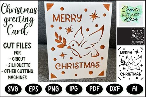 Merry Christmas Card Svg Template Paper Cutting Cricut