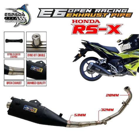 Espada Racing Exhaust Ekzos Pipe E6 Honda RSX RSX150 28MM 30MM 32MM