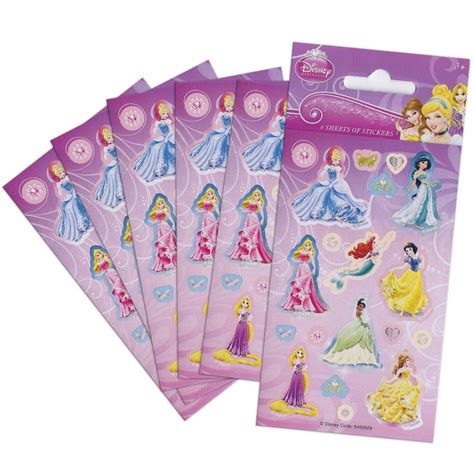 Disney Princess Characters Party Sticker Sheet Pack Of 6 Walmart