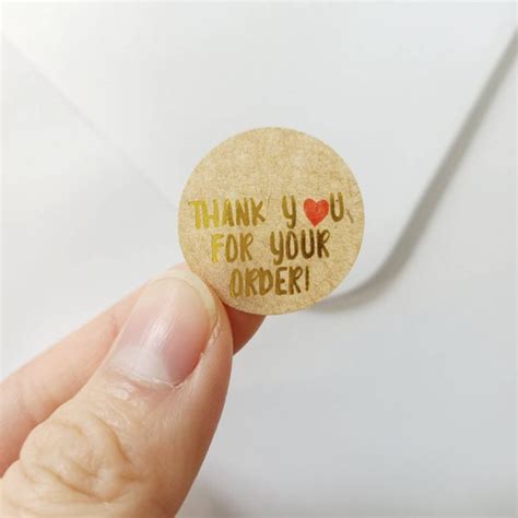 100pc Gold Foil Kraft Thank You Stickers For Orders Small Etsy