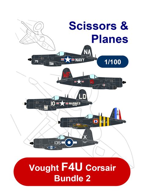 1 100 Snp Vought F4U Corsair Bundle 2 Paper Model EcardModels