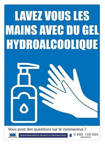 Affiche Autocollant Lavez Vous Les Mains Avec Gel Hydroalcoolique