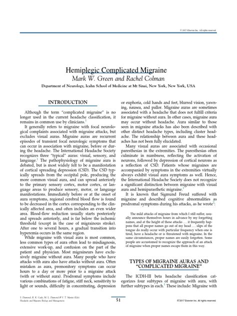 Hemiplegic Complicated Migraine Pdf Migraine Headache