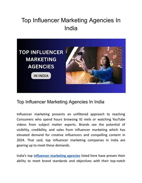 PPT Top Influencer Marketing Agencies In India PowerPoint