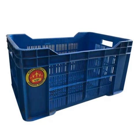 Rectangular PP Virgin Blue Plastic Fruit Vegetables Crates Capacity