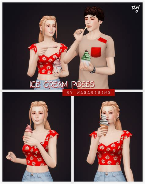 Ice Cream Set Poses Collaboration With Ddaeng Sims Sims 4 Couple