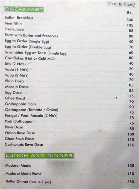 Menu At Park Plaza Chennai 18