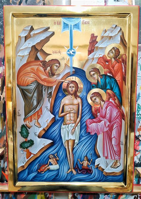 The Baptism Of Christ Iconhandpainted Icontheophany Iconhandpainded