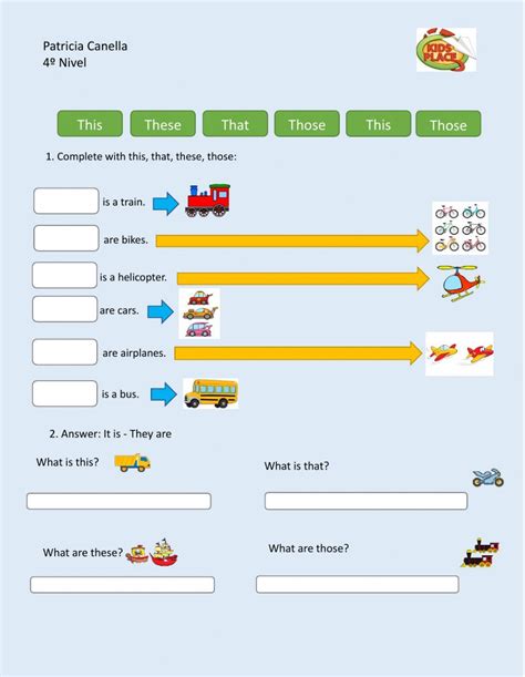 Worksheets Demonstrative Pronouns School Subjects Online Workouts A