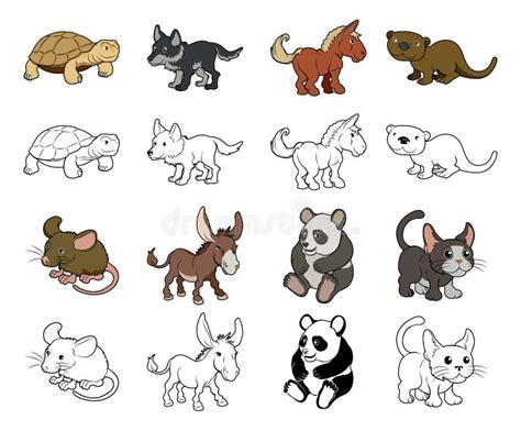 Grupo De Animais Dos Desenhos Animados Ilustra O Do Vetor De Animais