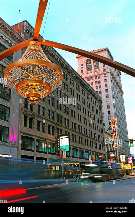 Traffic Passes Through The Playhouse Square District On Euclid Avenue