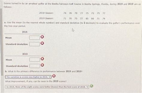 Solved Scores Turned In By An Amateur Golfer At The Bonita Chegg