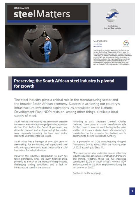 Steel Matters May 2023 South African Iron And Steel Institute