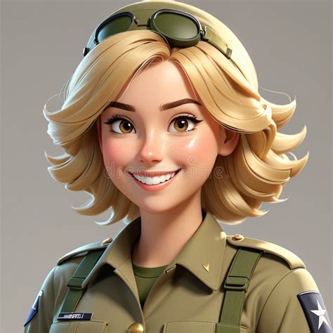 Smiling Blonde Aviator A Cheerful 3D Cartoon Portrait Stock Illustration Illustration Of