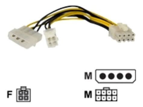 StarTech 6in 4 Pin To 8 Pin EPS Power Adapter With LP4 F M