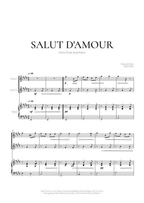 Salut Damour Violin Duet And Piano Edward Elgar By Edward Elgar