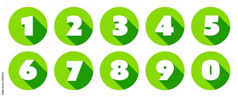 Numbers / green circle Icons Stock Vector | Adobe Stock