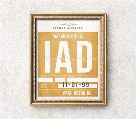 Washington DC Airport Code Print Washington DC Art | Etsy