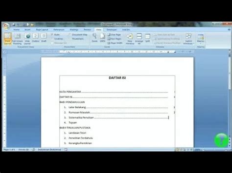 Cara Membuat Daftar Isi Otomatis Cepat Dan Rapih Microsoft Word YouTube