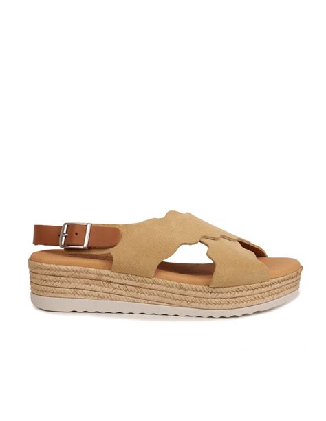 Sandalias Esparto Tiras Cruzadas Beige Pera Limonera