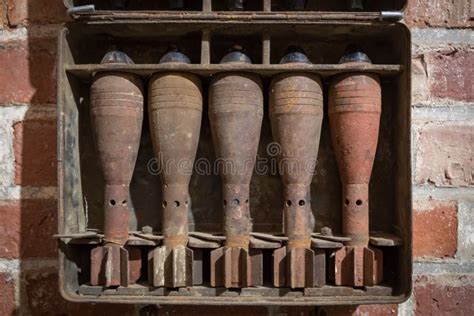 Rusty Mortar Shells In The Metal Box Stock Image Image Of Stand Case