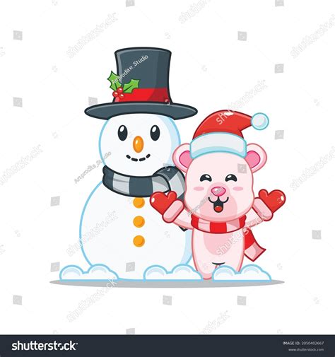 Cute Christmas Polar Bear Cartoon Vector Stock Vector (Royalty Free ...