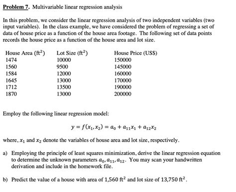 Solved Problem 7 Multivariable Linear Regression Analysis