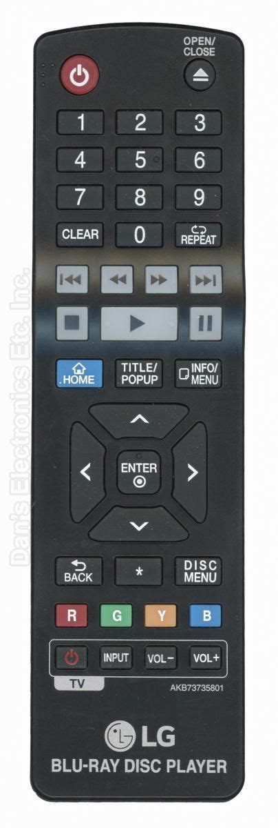 Buy LG AKB73735801 Blu-Ray DVD Player Remote Control