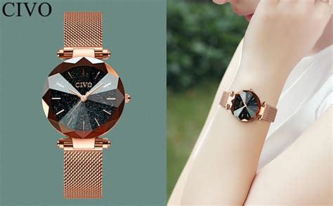 Civo Montre Femme Or Rose Acier Inoxydable Montre Bracelet Quartz