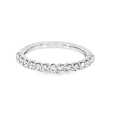 14k White Gold Shared Prong Diamond Wedding Band 001 110 04412