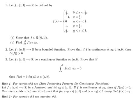 Solved 1 Let F [0 1] →→→ R Be Defined By 0 0 3 Let F