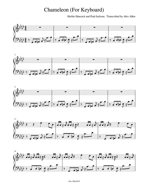 Chameleon - Herbie Hancock Sheet music for Piano | Download free in PDF or MIDI | Musescore.com