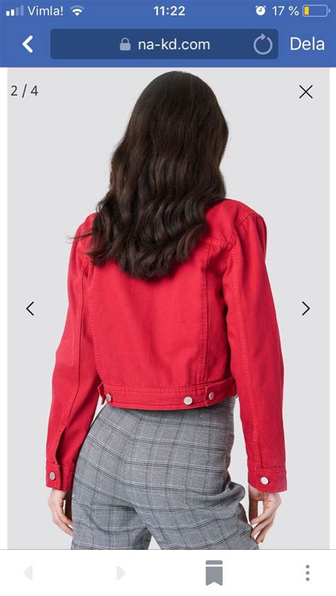 Cool Red Cropped Denim Jacket Kläder