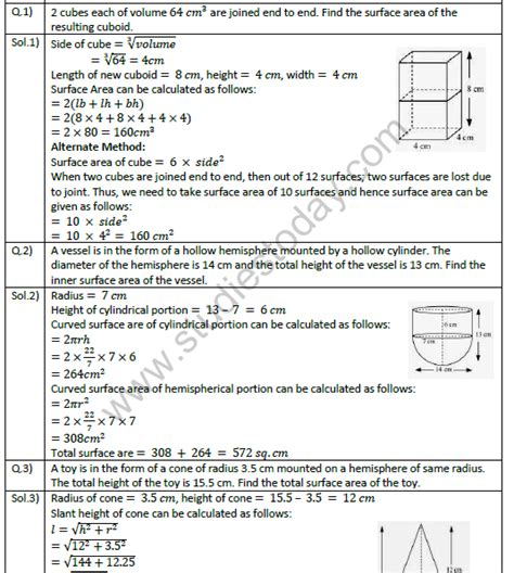 Ncert Solutions Class Mathematics Chapter Surface Area And Volume