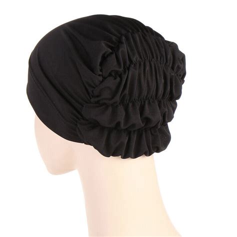 Casquette Hijab Pour Femmes Chapeau Extensible Turban Plissé