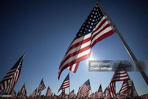 American Flag Display Commemorating National Holiday Memorial Or