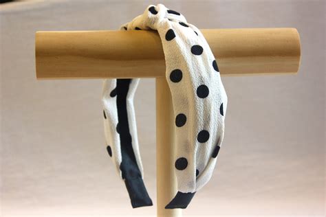 White Womens Knotted Headband Twist Black Dots Hairband Cotton Bow Scrunchie Knot Cross Tie