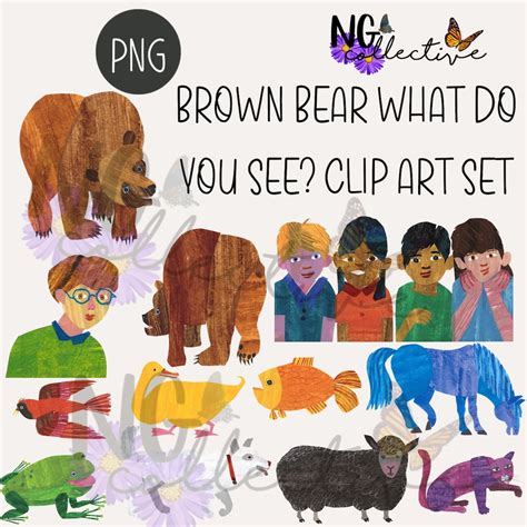 Brown Bear What Do You See Clip Art Set Transparent Png Digital