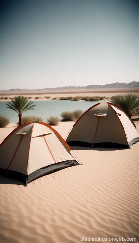 Desert Oasis With Tents And Palms Stable Diffusion Online