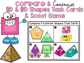 Compare Contrast D D Shape Attributes Task Cards Scoot Game