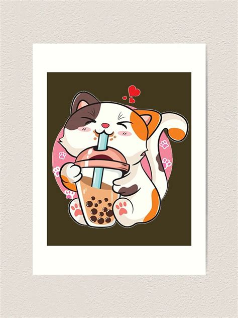 Cat Boba Tea Bubble Tea Anime Kawaii Neko Art Print For Sale By