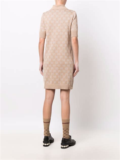 Gucci Gg Jacquard Polo Dress Neutrals Farfetch