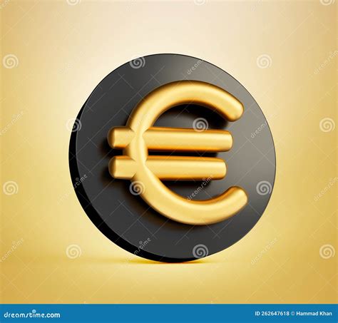 Euro EUR Golden Symbol On Black Icon 3d Illustration Stock