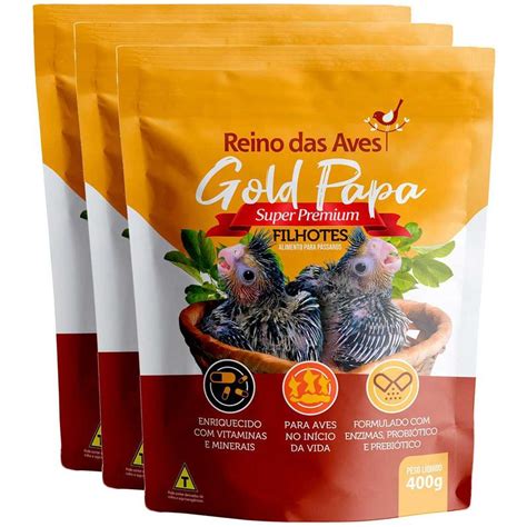 Kit Papa Gold Filhote G Reino Das Aves Papinha Tratar Calopsita