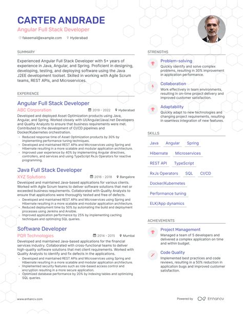 Angular Full Stack Developer Resume Examples Guide For