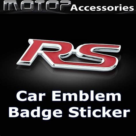 Buy RS 3D Metal Red RS Racing Front Badge Emblem Sticker Decal Self