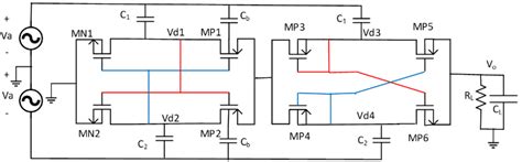 The circuit diagram of the proposed hybrid RF-DC converter. | Download ...