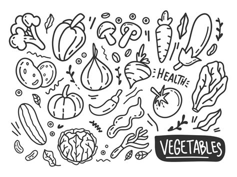 Various Kinds Of Doodle Vegetables Vector Art At Vecteezy