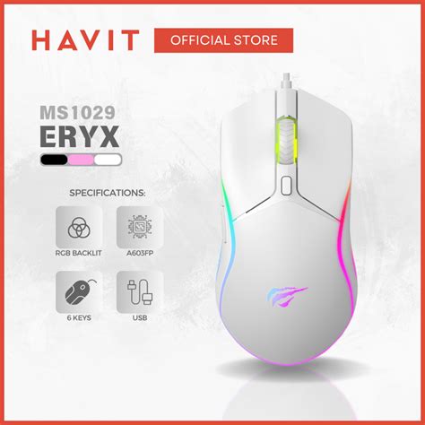 Havit Eryx Ms Rgb Backlit Gaming Mouse Black Pink And White